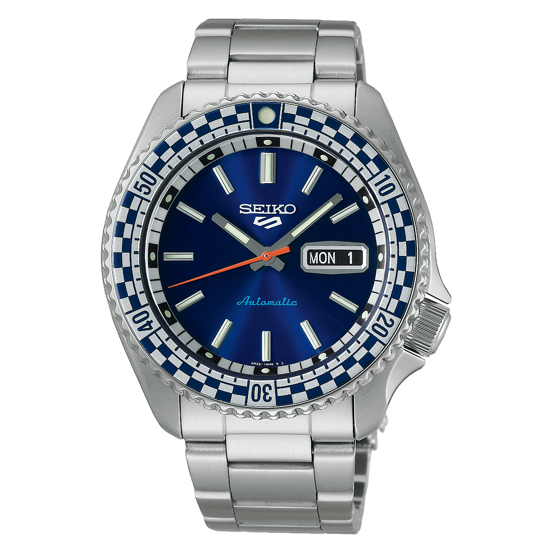 Seiko Men's Watch 5 Sports Petrol Blue Checker Flag Special Edition SRPK65K1