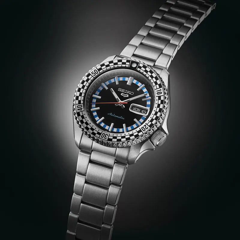 Seiko Men's Watch 5 Sports Black White Checker Flag SRPK67K1