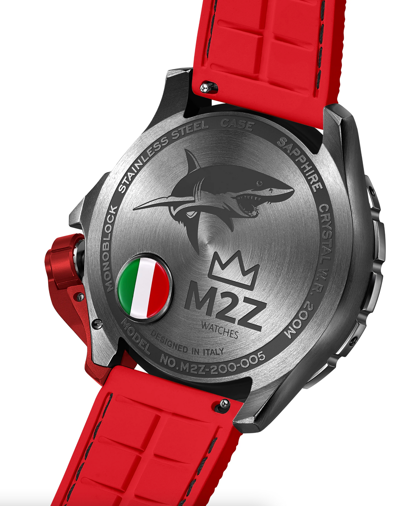 M2Z Men's Watch Diver 200 Red IP Gun 200-005