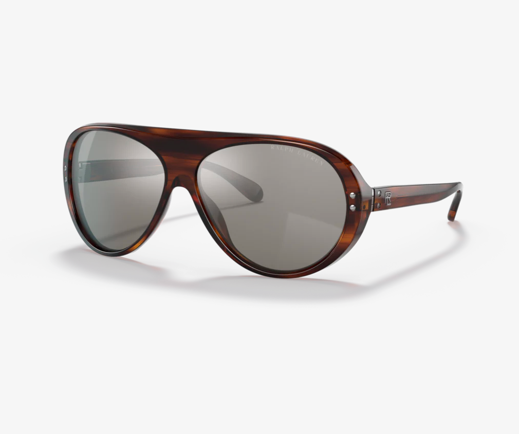 Ralph Lauren Unisex Sunglasses Pilot Striped Havana/ Silver Mirror RL8194 50076G
