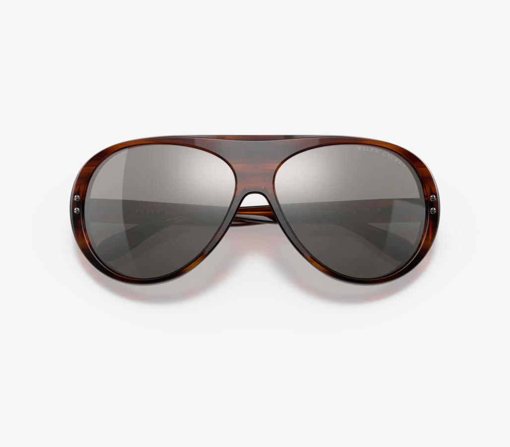Ralph Lauren Unisex Sunglasses Pilot Striped Havana/ Silver Mirror RL8194 50076G