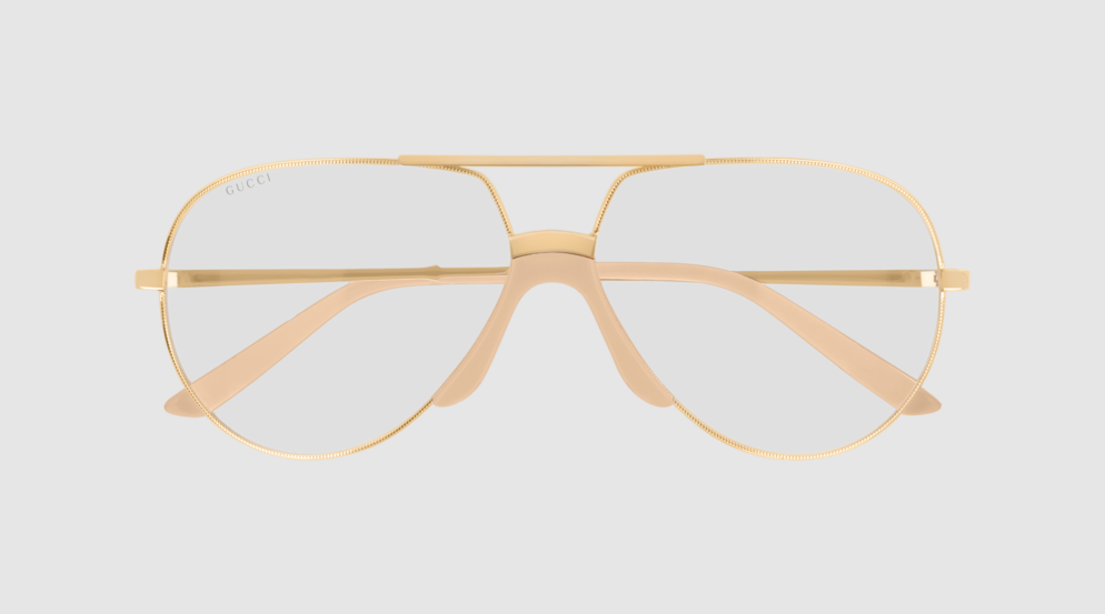 Gucci Unisex Sunglasses Oversized Pilot Rose Gold GG0432S-001 60