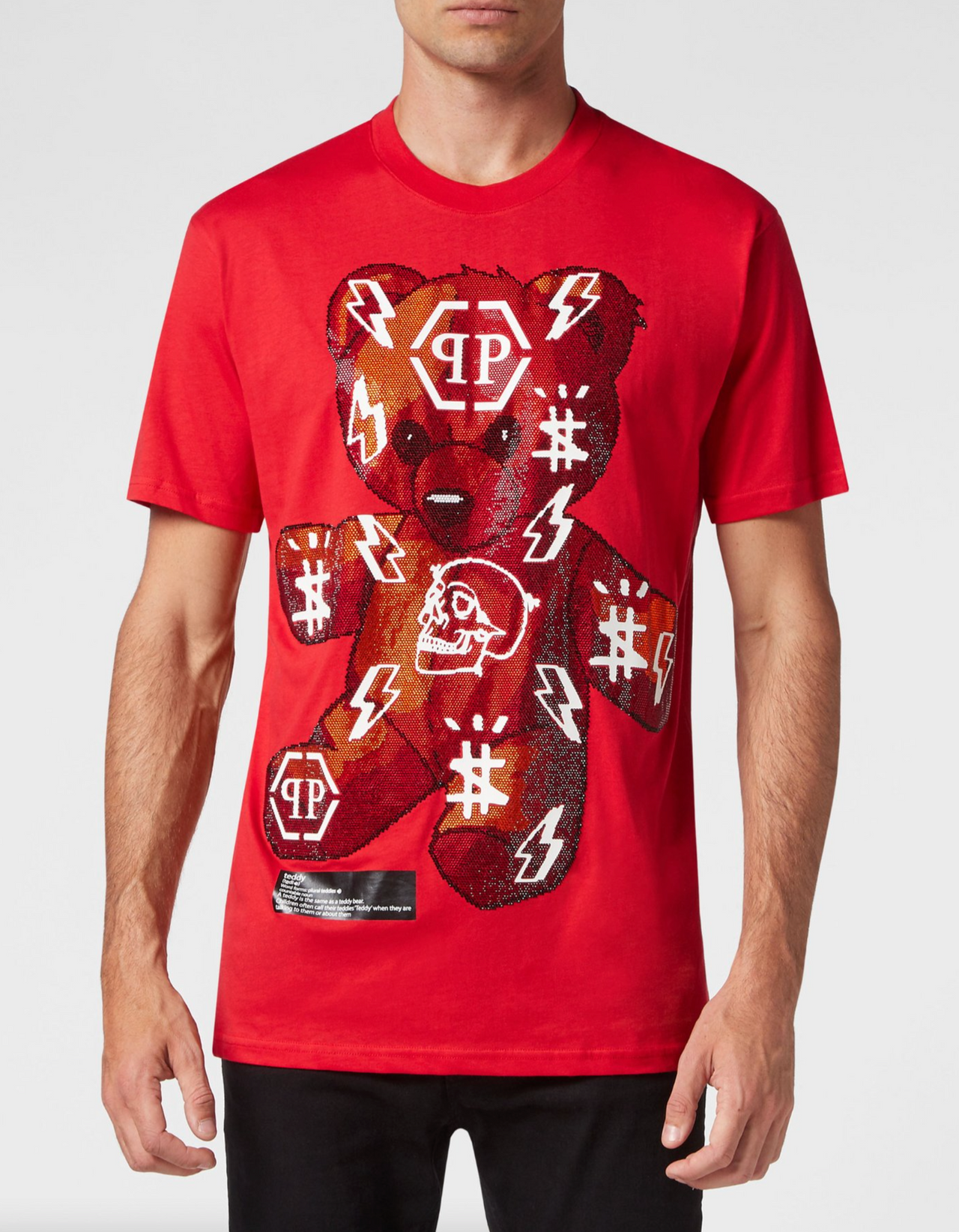 Philipp Plein Round Neck SS Teddy Bear T Shirt Size S Watches Crystals