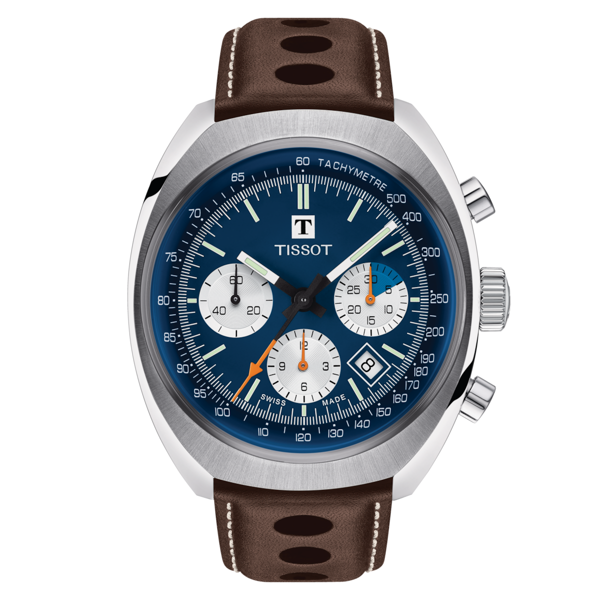 Tissot Men's Watch T-Heritage 1973 Chronograph 43mm Blue Brown T1244271604100