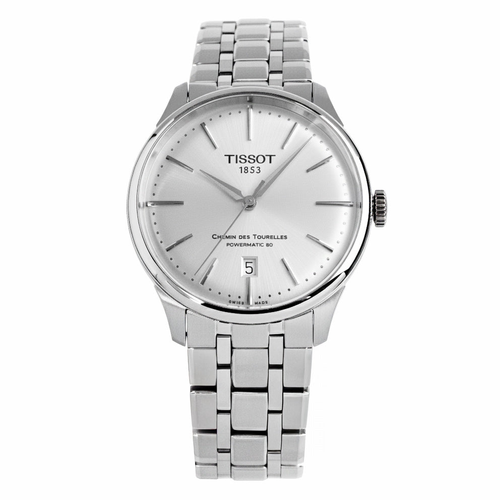 Tissot Men's 39mm Chemin des Tourelles Powermatic 80 Silver Watch T1398071103100