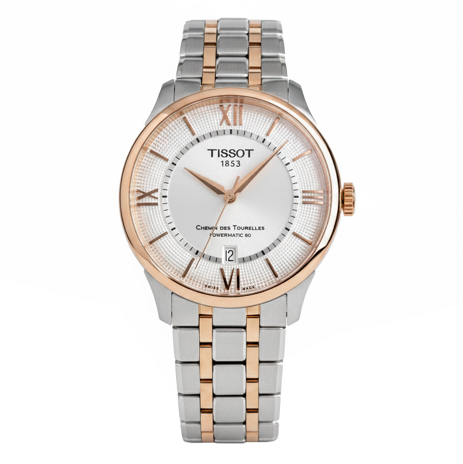 Tissot Men's 39mm Chemin des Tourelles Powermatic 80 Two-Tone Watch T1398072203800