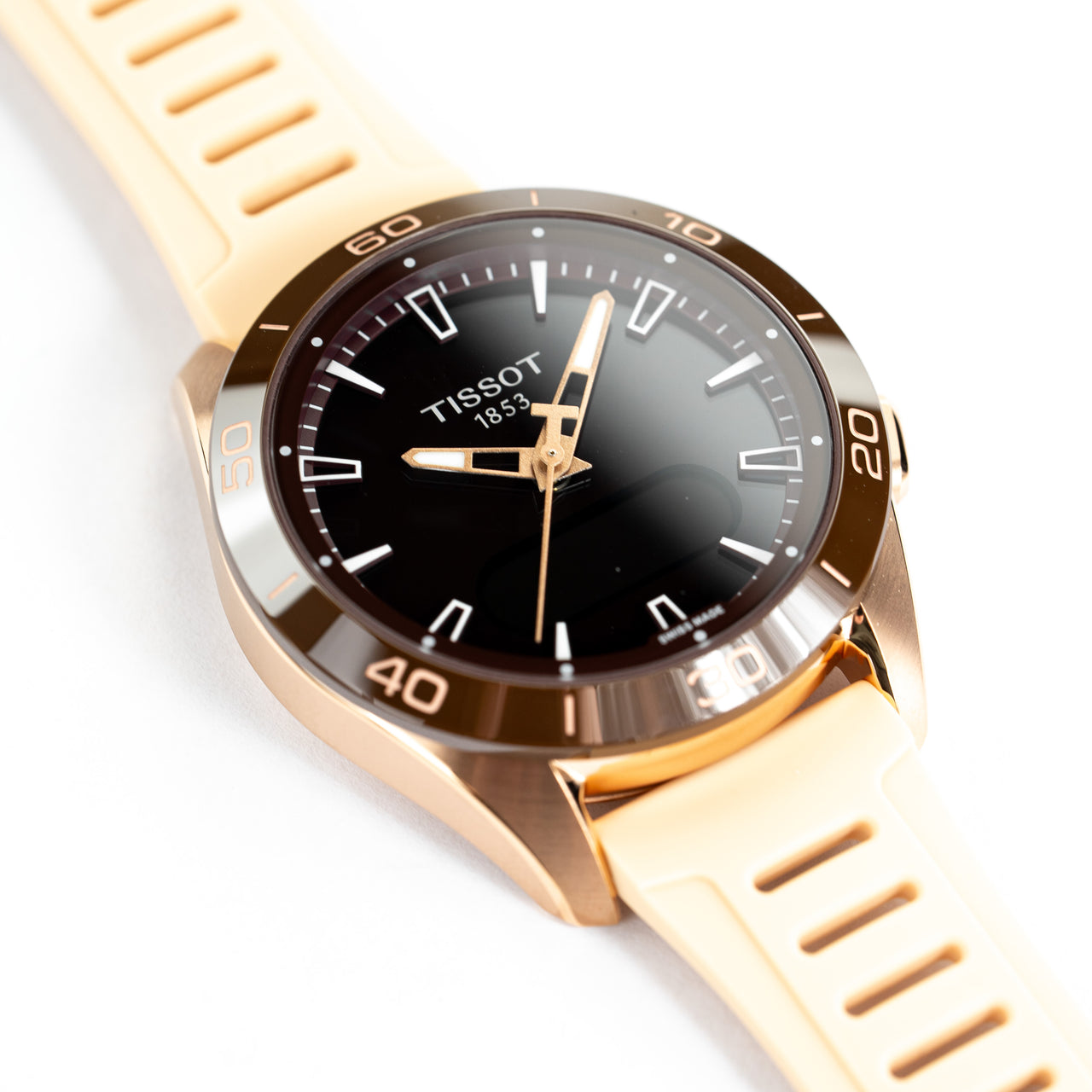 Tissot Unisex Solar Smartwatch 44mm T-Touch Connect Sport Rose Gold