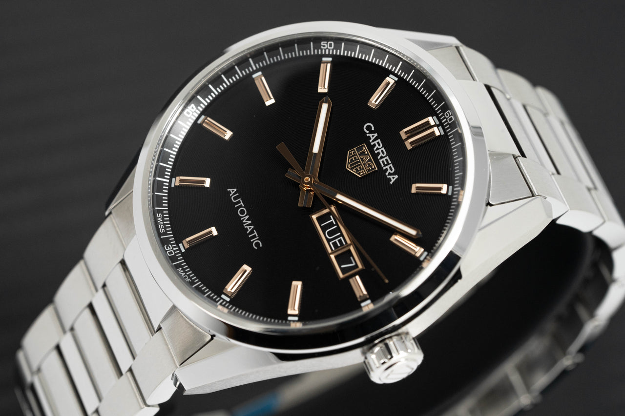 Tag Heuer Watch Carrera Day-Date Automatic Black Rose Gold WBN2013.BA0640