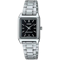 Thumbnail for Casio Ladies' 22mm Rectangular Black Stainless Steel Watch LTP-V007D-1EUDF