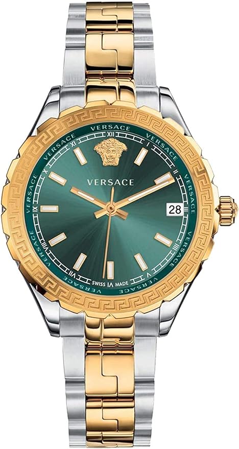 Versace Ladies Watch Hellenyium Green Two-Tone Gold V12050016