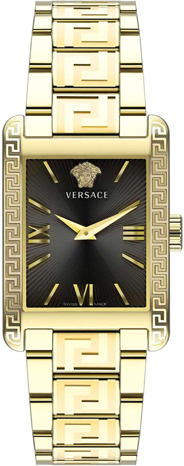 Versace Ladies Watch Tonneau 33mm Black Gold Bracelet VE1C01122