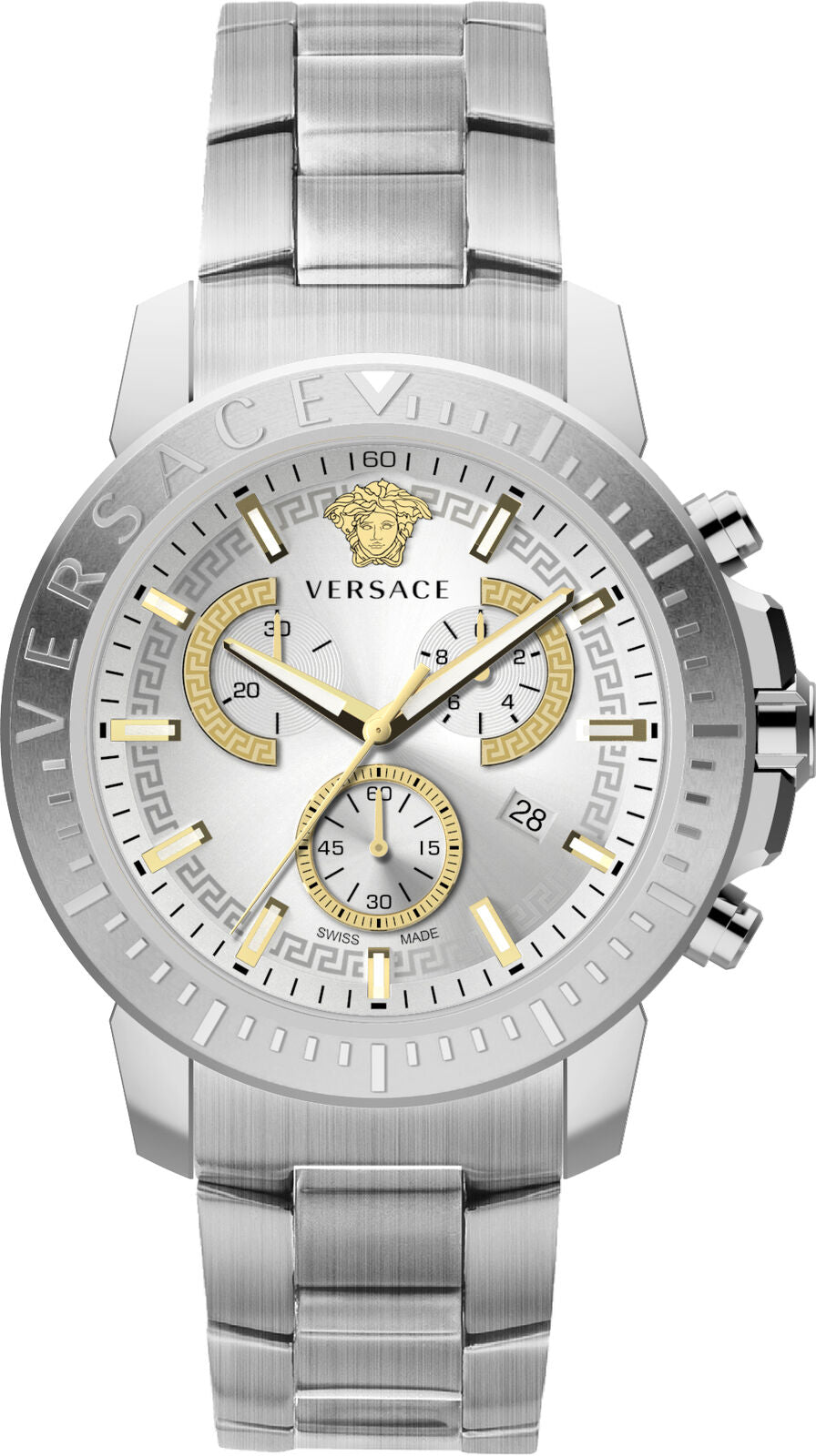 Versace Men's Watch New Chrono 45mm Silver Bracelet VE2E00321