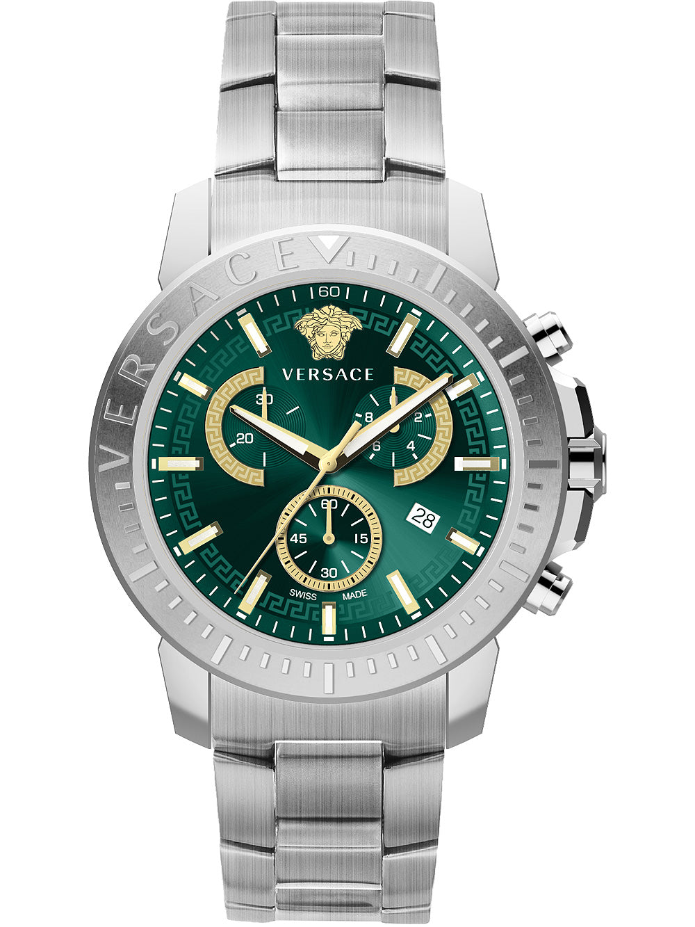 Versace Men's Watch New Chrono 45mm Green Bracelet VE2E00821