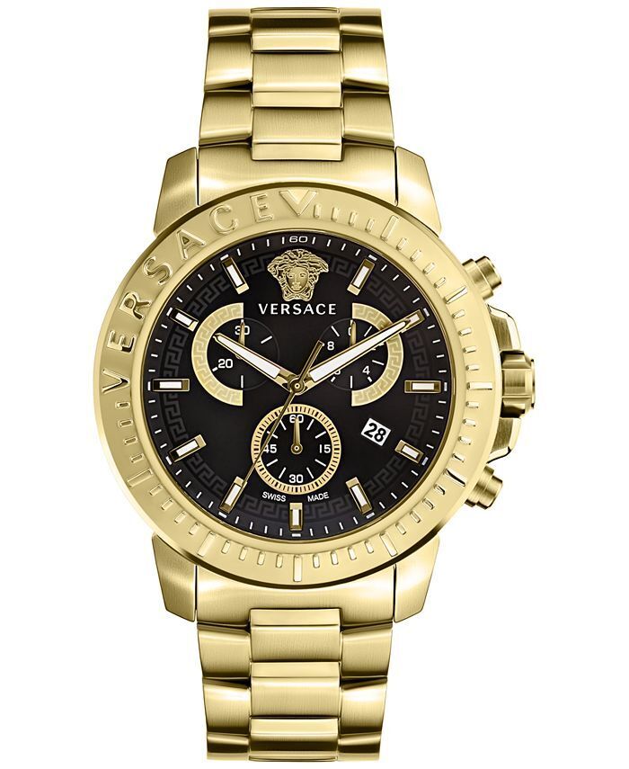 Versace Men's Watch New Chrono 45mm Gold Bracelet VE2E00921
