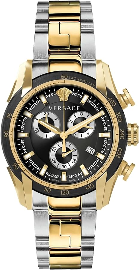 Versace Men's Watch V-Ray 44mm Black Two-Tone Bracelet VE2I00421