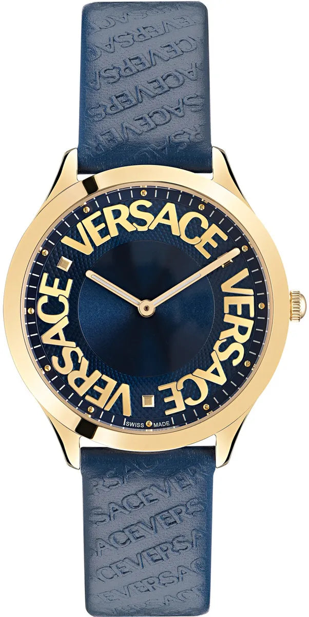 Versace Ladies Watch Logo Halo Blue Gold VE2O00322