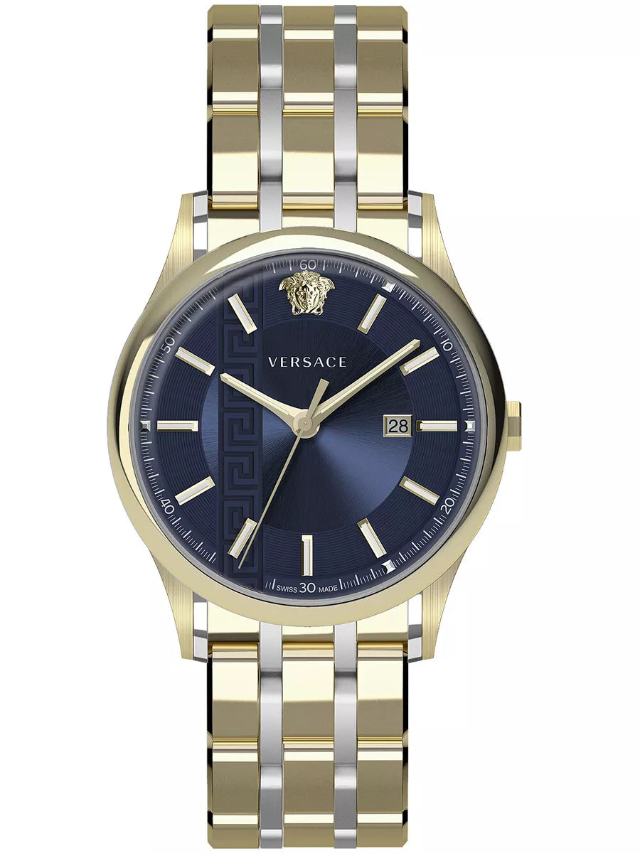 Versace Men's Watch Aiakos 44mm Blue Gold Bracelet VE4A00720