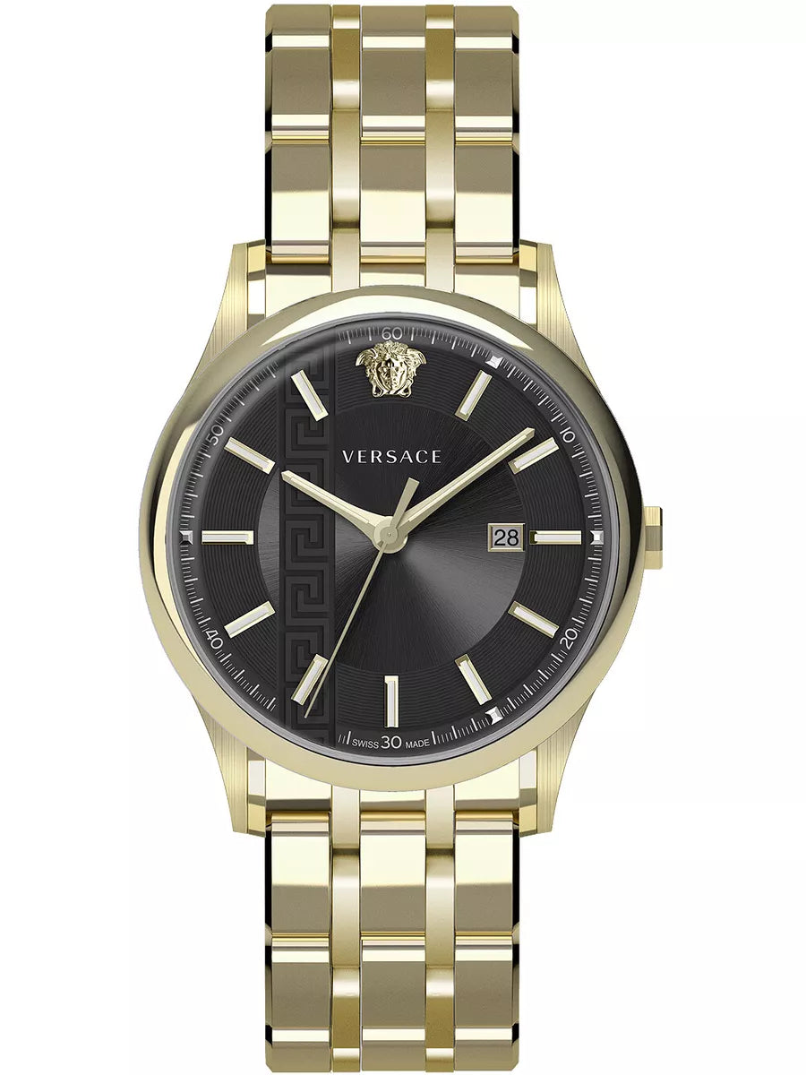 Versace Men's Watch Aiakos 44mm Black Gold Bracelet VE4A00820