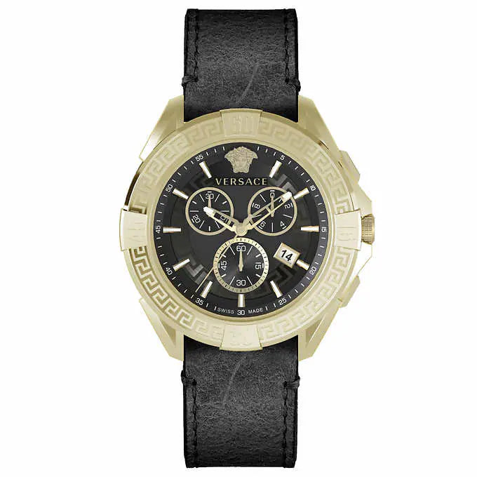 Versace Men's Watch Chrono Sporty 46mm Black Gold VE5CA0323