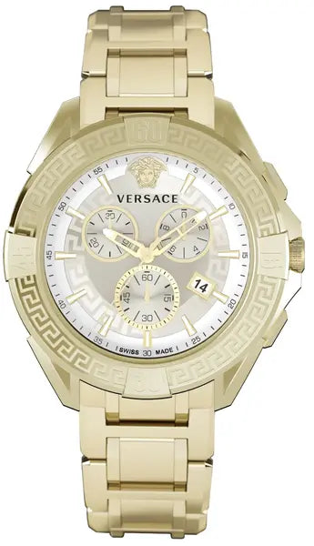 Versace Men's Watch Chrono Sporty 46mm White Gold Bracelet VE5CA0623