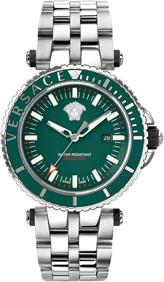 Versace Men's Watch V-Race Diver 46mm Green Bracelet VEAK00721