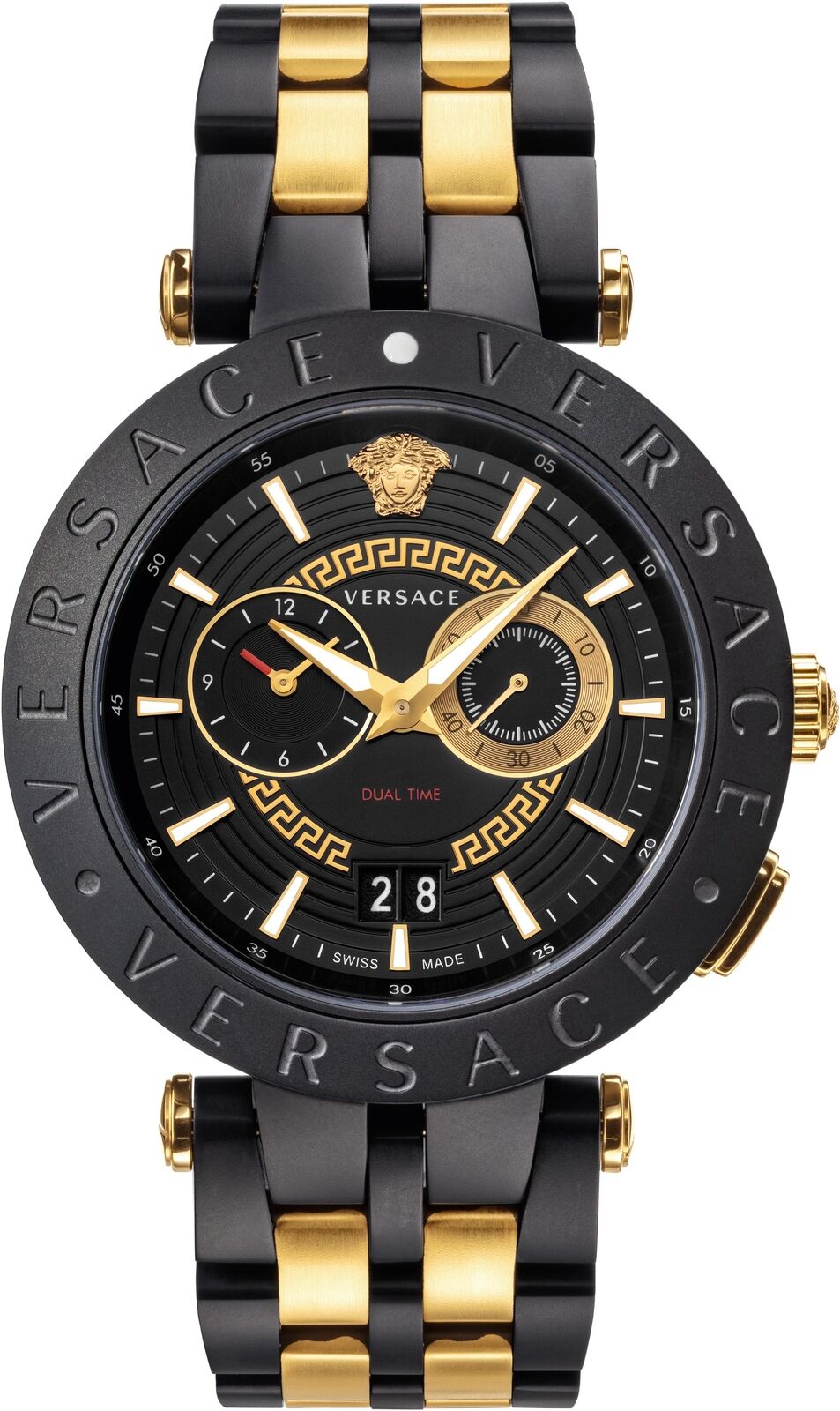 Versace Men's Watch V-Race 46mm Black Gold Two-Tone Bracelet VEBV00619