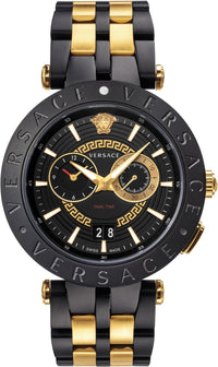 Thumbnail for Versace Men's Watch V-Race 46mm Black Gold Two-Tone Bracelet VEBV00619
