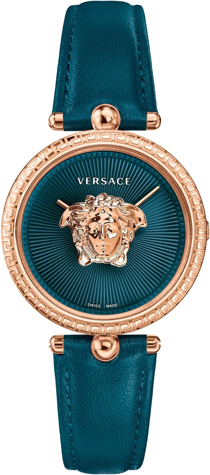 Versace Ladies Watch Palazzo Empire 34mm Teal Rose Gold VECQ00318