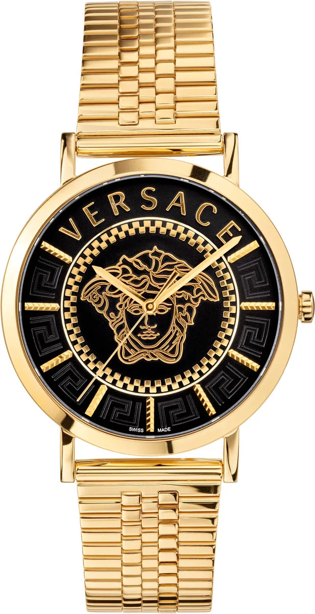 Versace Men's Watch V-Essential Black Gold Bracelet VEJ400521