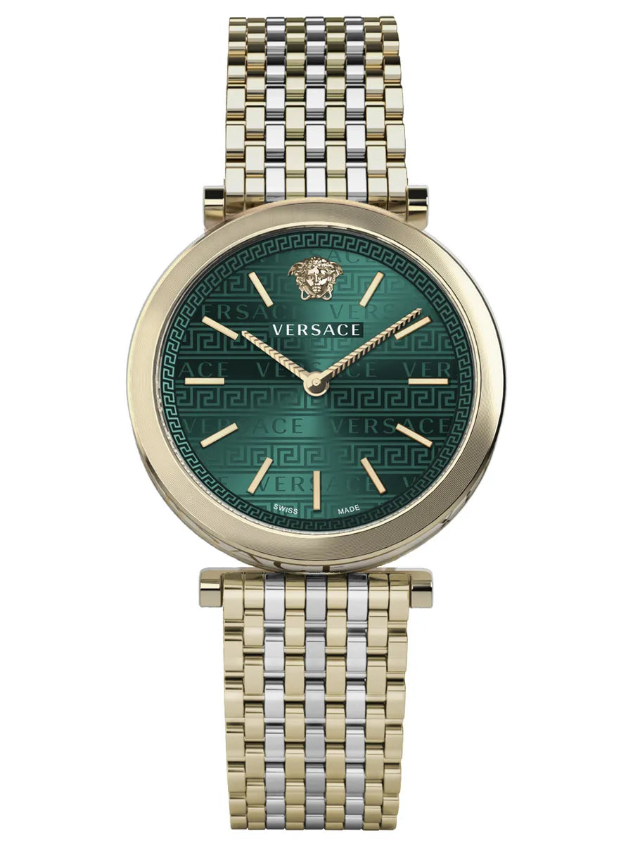Versace Ladies Watch V-Twist 36mm Green Two-Tone Bracelet VELS01219