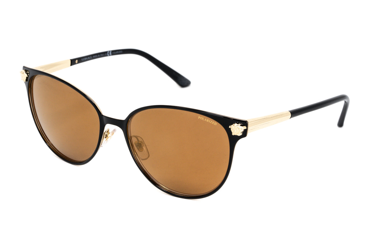 Versace Women's Sunglasses Square Black/Gold Mirror VE216813772T