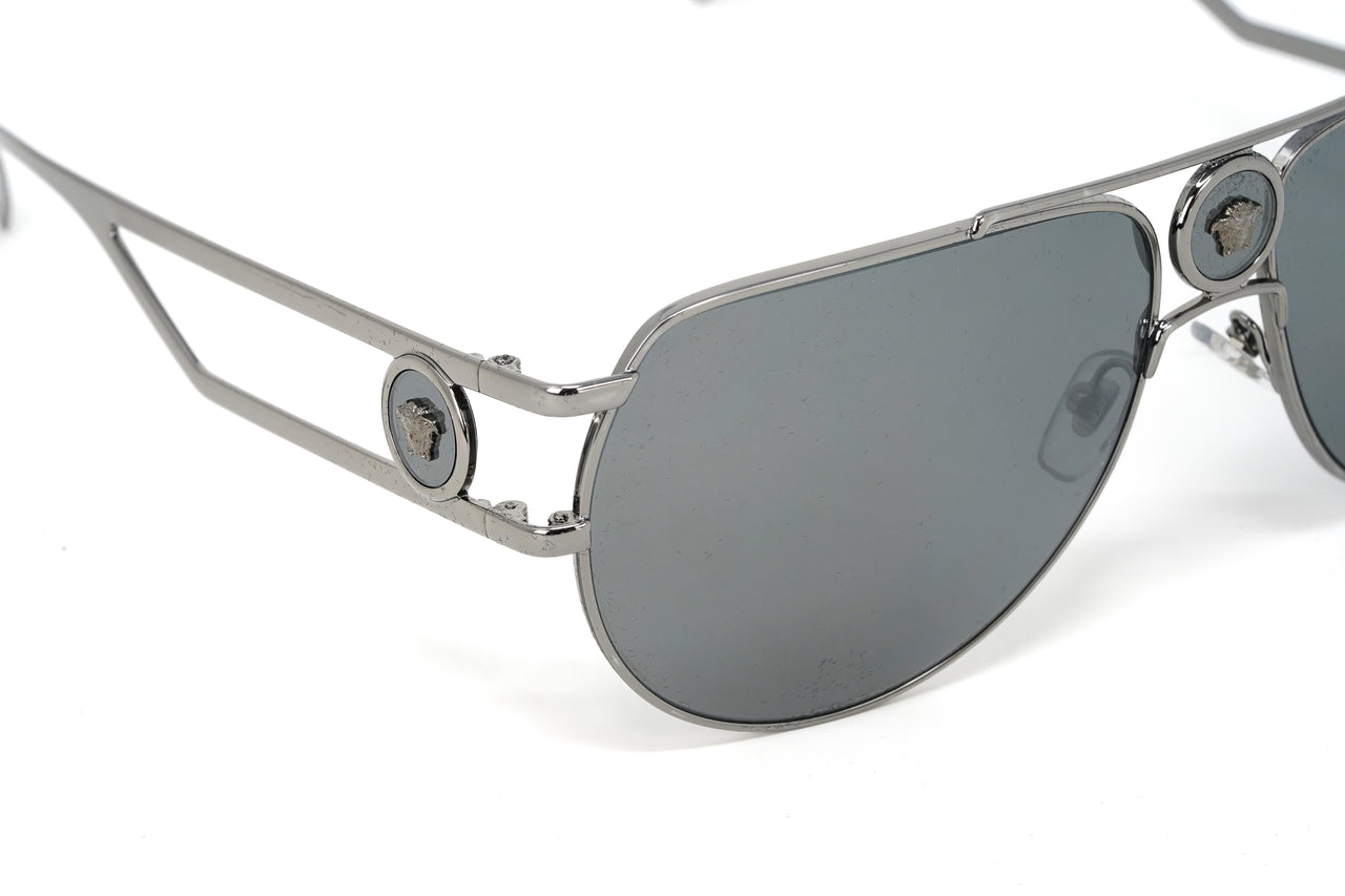 Versace Men's Sunglasses Medusa Pilot Silver Mirror VE2225 10016G