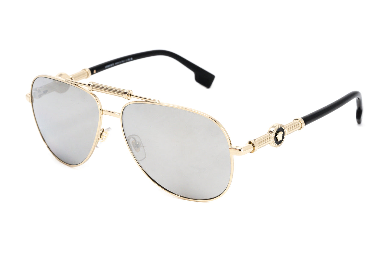 Versace Unisex Sunglasses Pilot Pale Gold VE2236 12526G