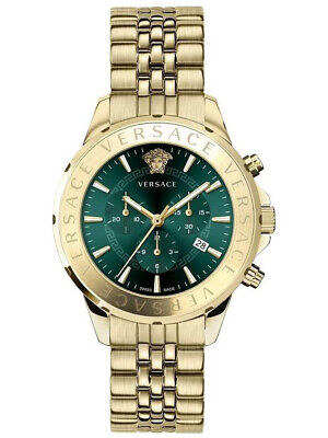 Versace Men's Watch Chrono Signature Green Gold Bracelet VEV600619