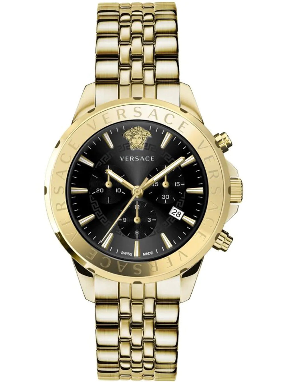 Versace Men's Watch Chrono Signature Black Gold Bracelet VEV602123