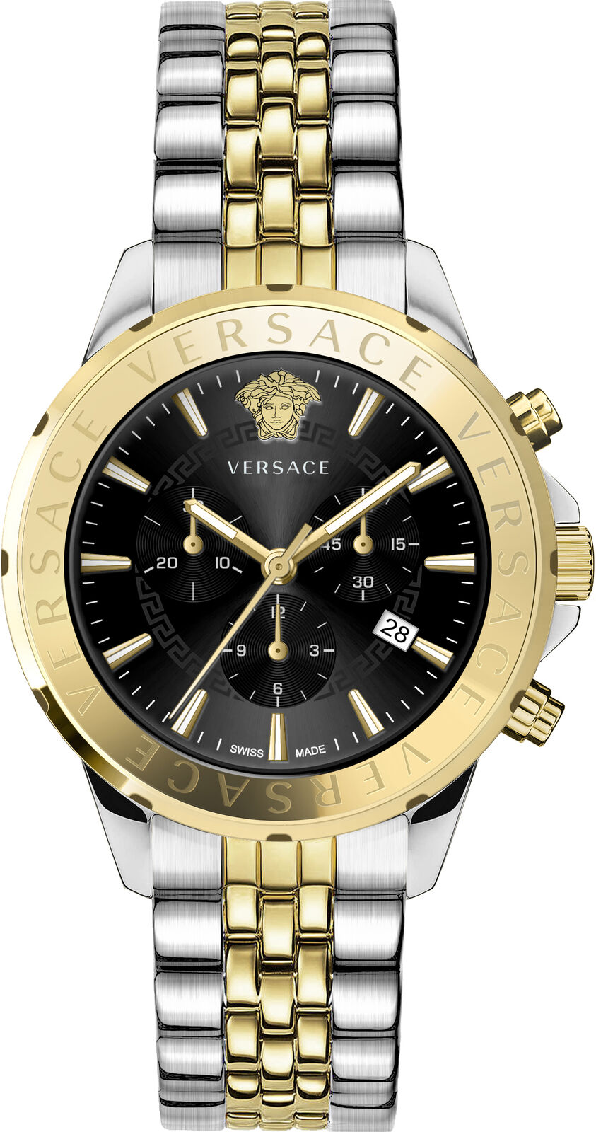 Versace Men's Watch Chrono Signature Black Two-Tone Bracelet VEV602223