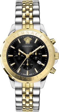 Thumbnail for Versace Men's Watch Chrono Signature Black Two-Tone Bracelet VEV602223