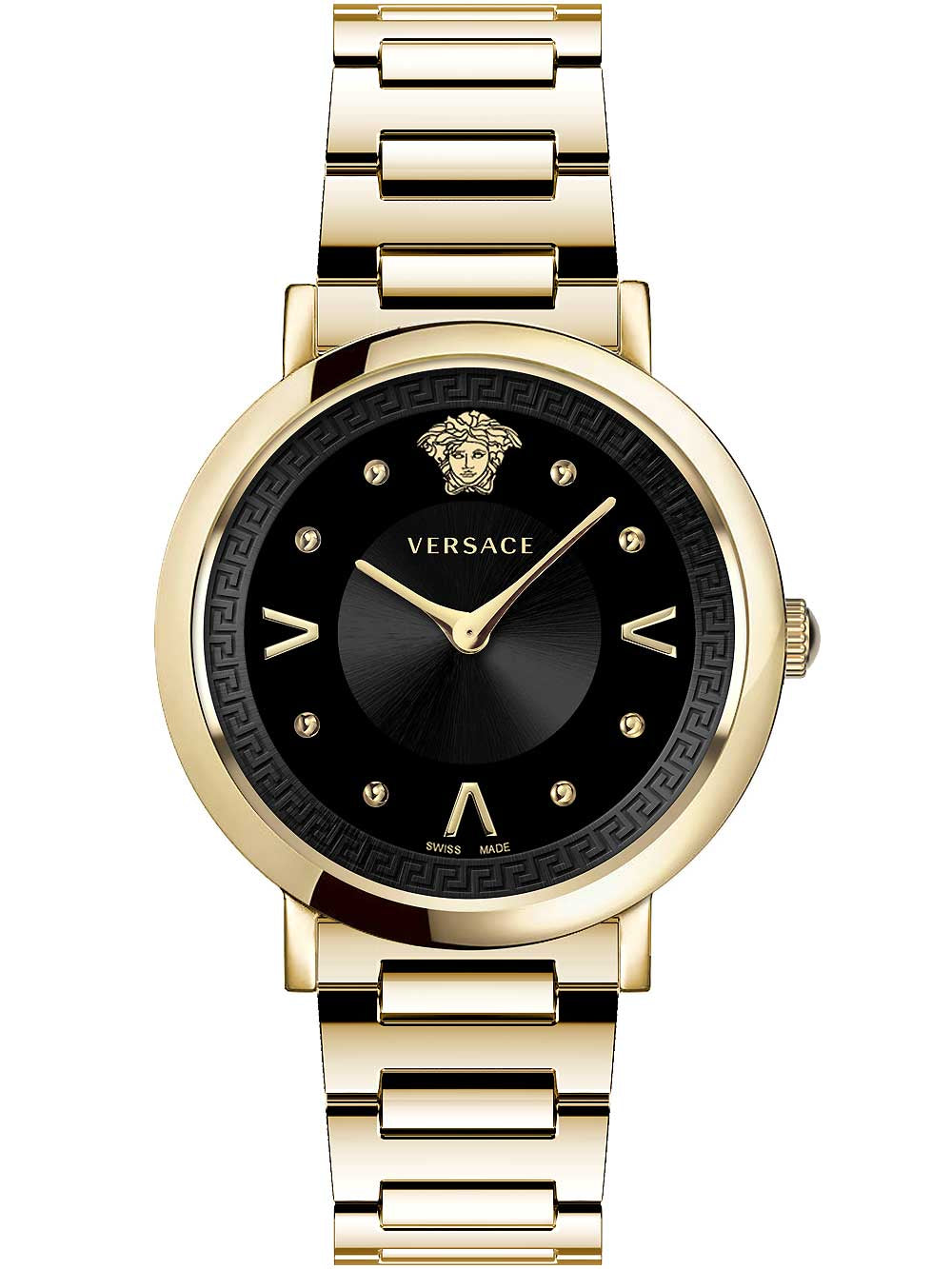 Versace Ladies Watch Pop Chic Black Gold Bracelet VEVD00619