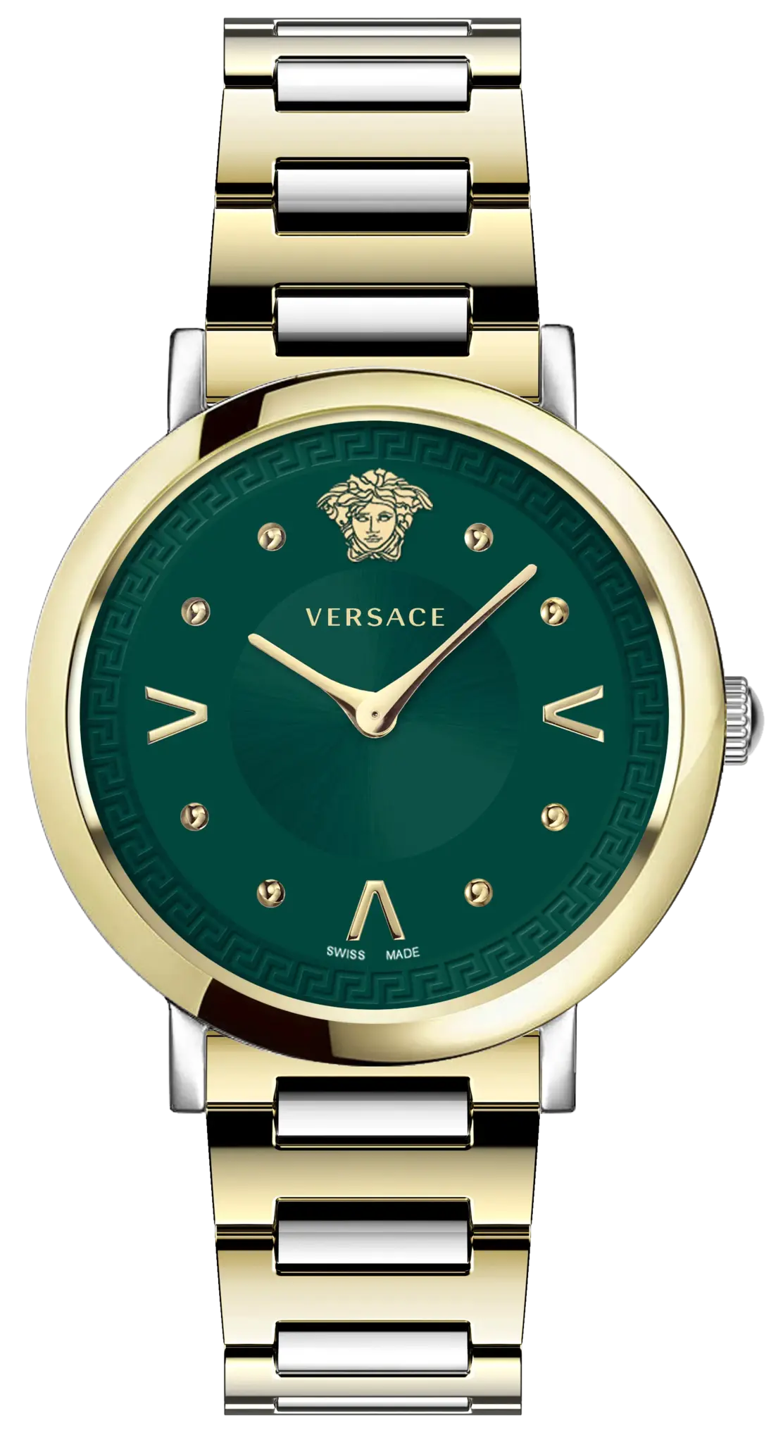 Versace Ladies Watch Pop Chic Green Two-Tone Bracelet VEVD01021