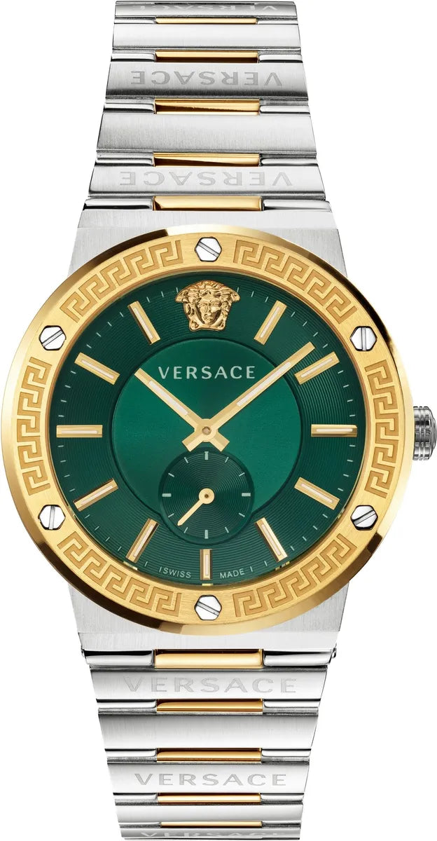 Versace Men's Watch Greca Logo Small Seconds Two-Tone Green VEVI00420