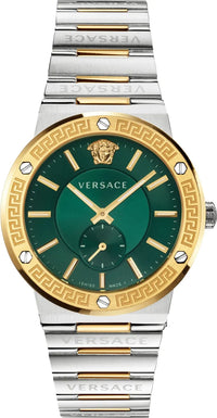 Thumbnail for Versace Men's Watch Greca Logo Small Seconds Two-Tone Green VEVI00420