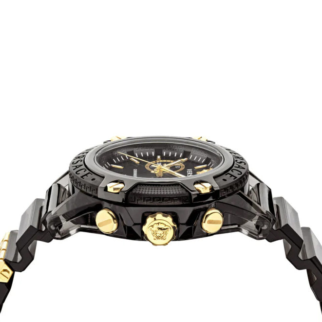 Versace Icon Active Chronograph Men's Black Gold Watch VEZ700421
