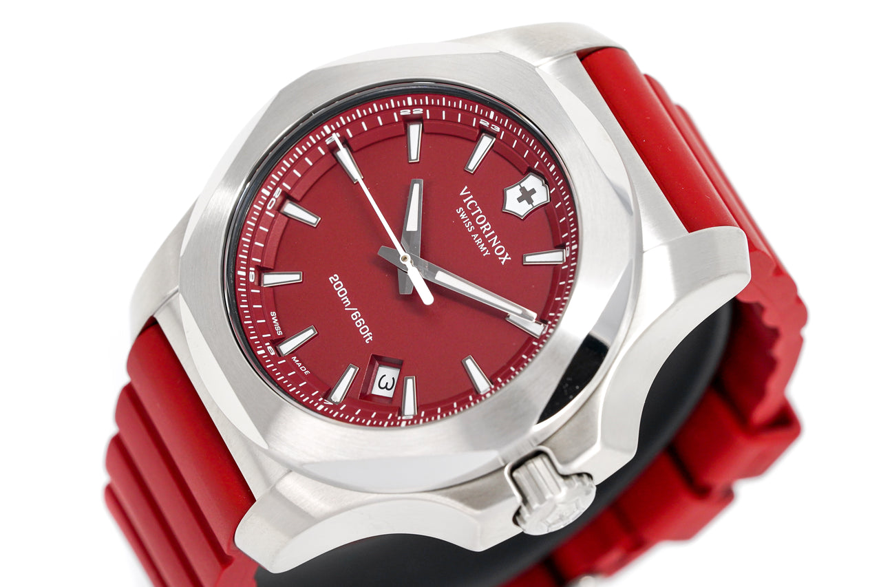 Victorinox Mens Watch I.N.O.X Red Dial Rubber Strap 241719.1