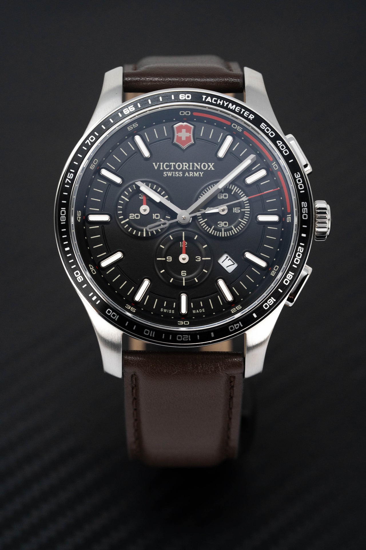 Victorinox Men's Watch Chronograph Alliance Sport Black Brown Leather 241826