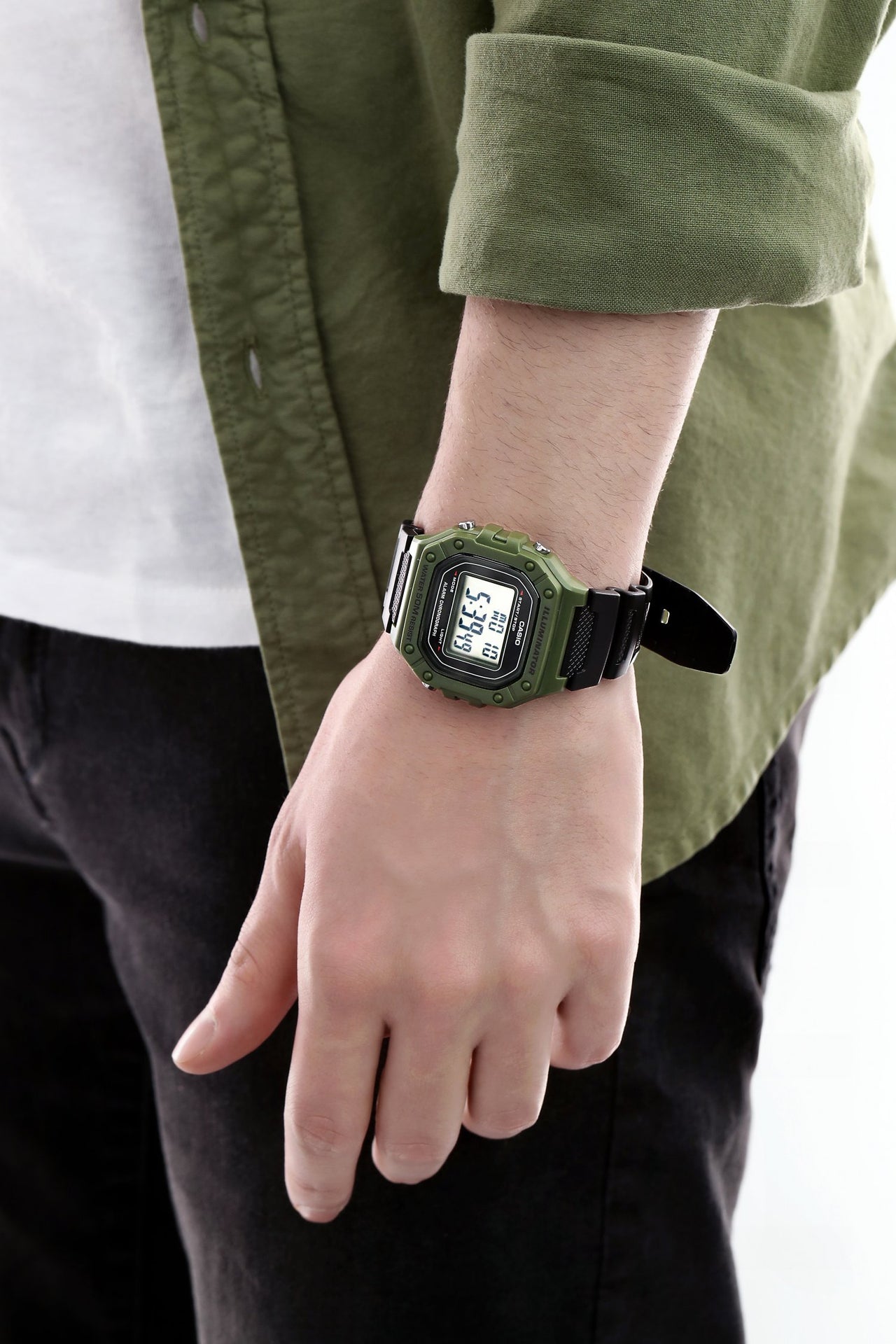 Casio Watch Chronograph Digital Green W-218H-3AVDF