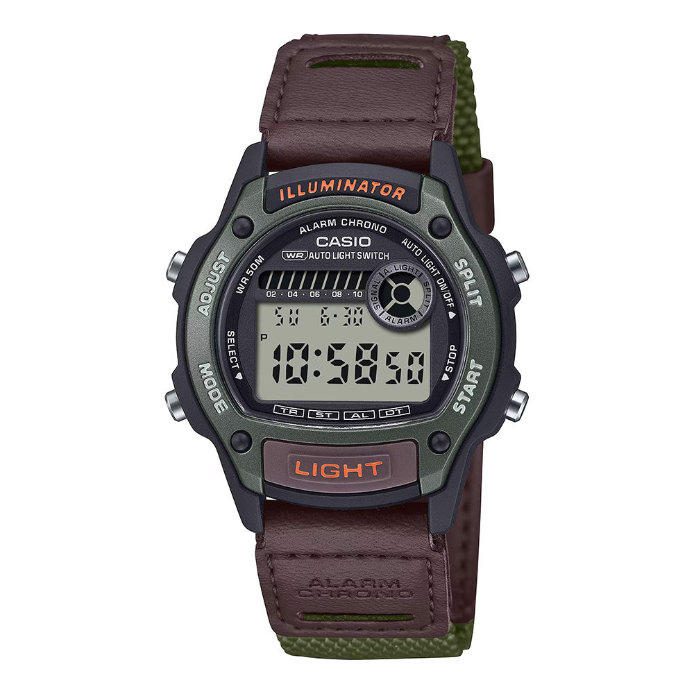 Casio Standard Brown Green Digital Unisex Watch W-220HF-3AVDF