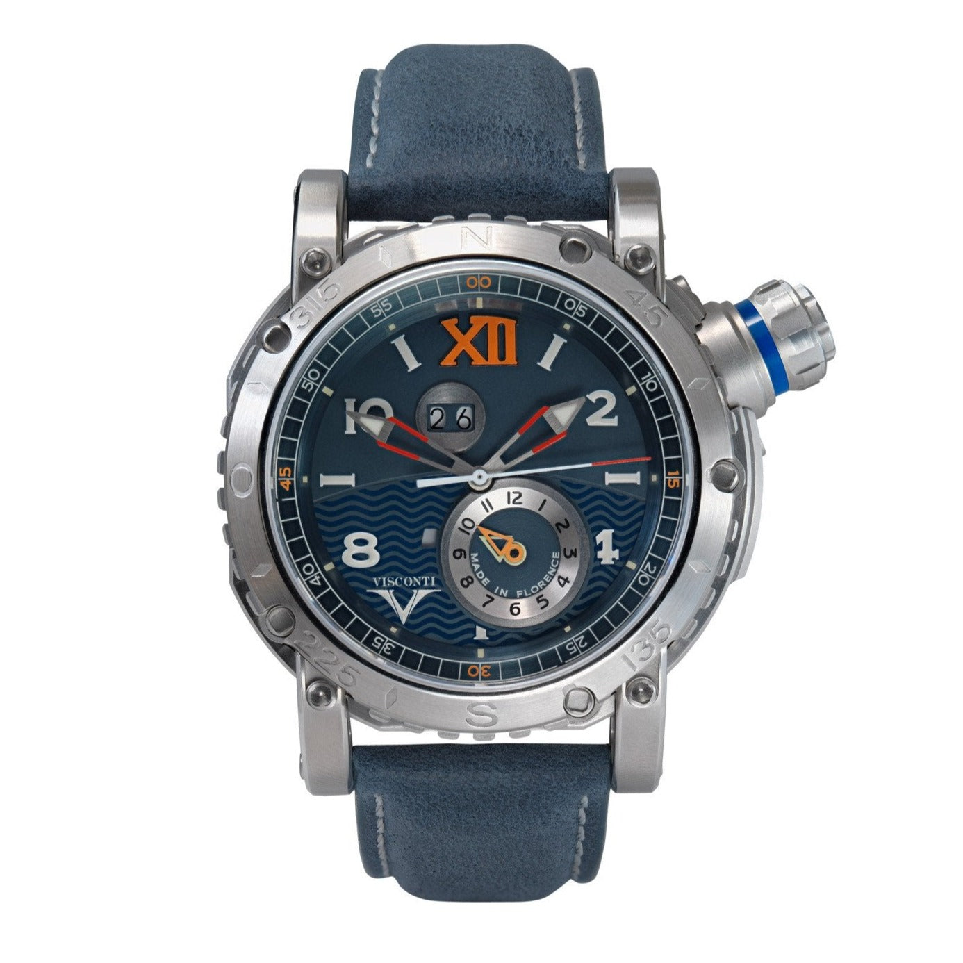 Visconti Automatic Watch Grand Cruise GMT Stainless Steel Blue Nabuk Strap W110-00-143-1411