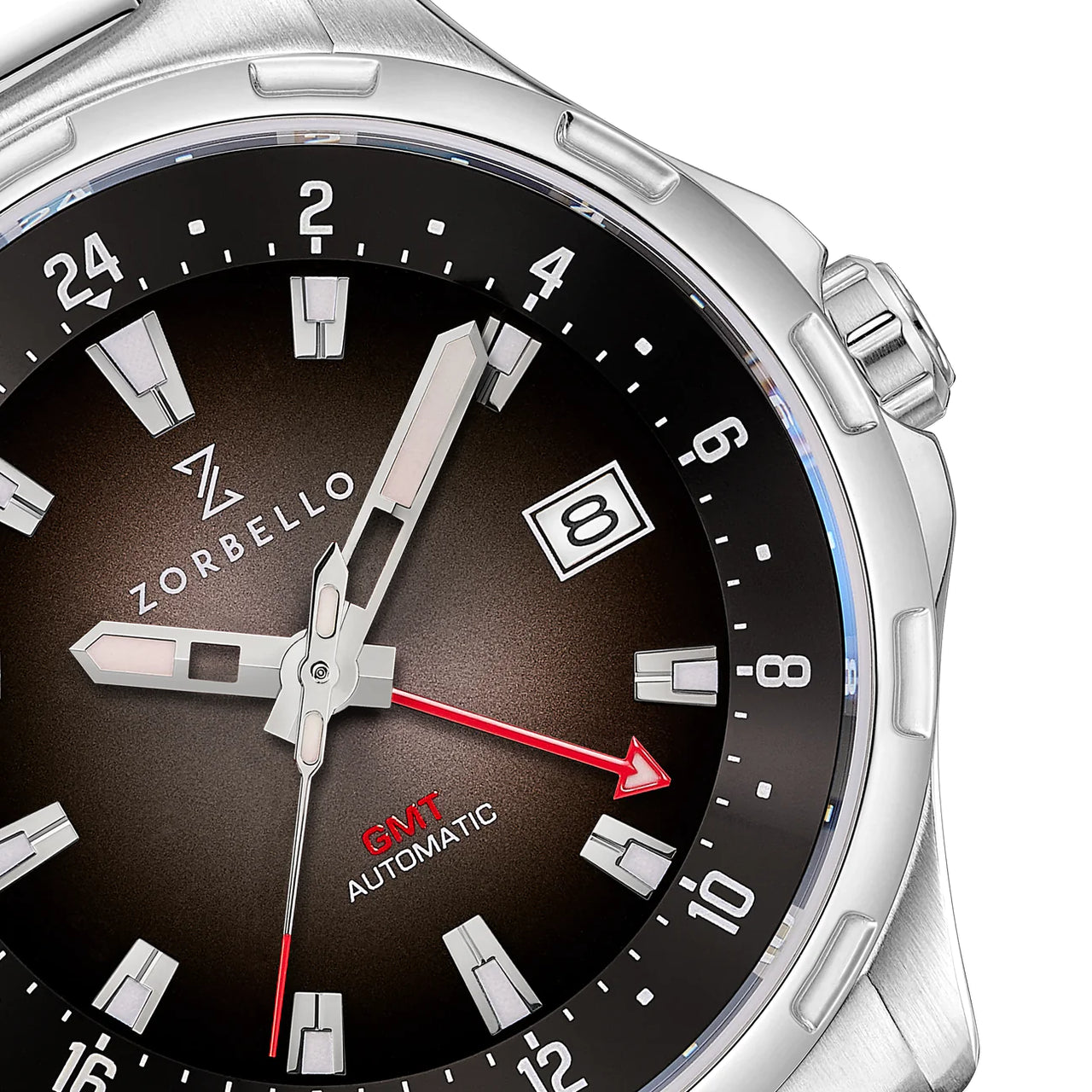 Zorbello Mechanical Watch G1 GMT Brown SS LumiNova ZBAF004