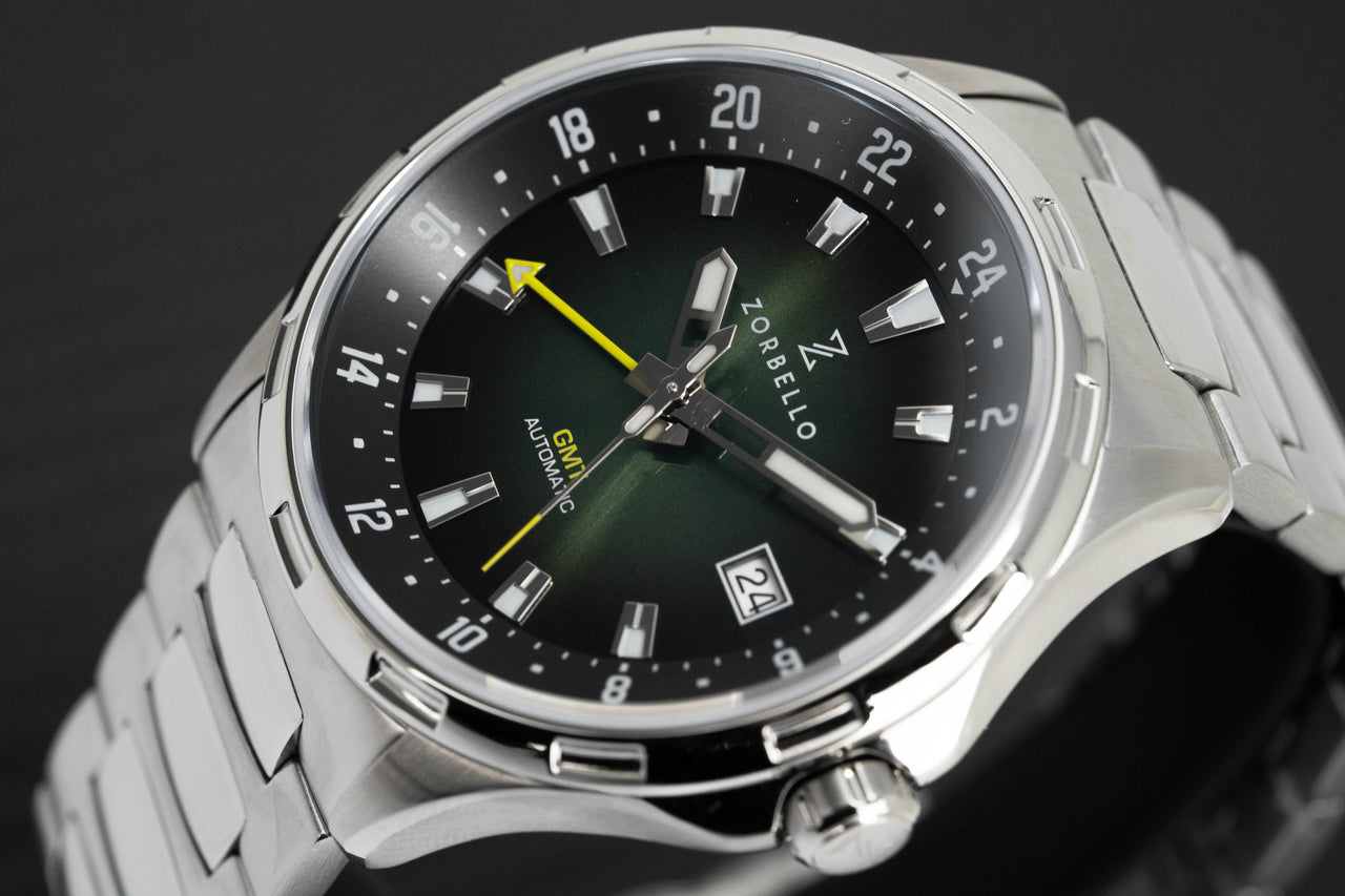 Zorbello Mechanical Watch G1 GMT Green SS LumiNova® ZBAF006