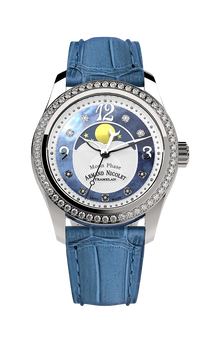 Thumbnail for Armand Nicolet Ladies Watch M03 Moonphase 34mm Silver Blue A151TAA-AK-P882LV8